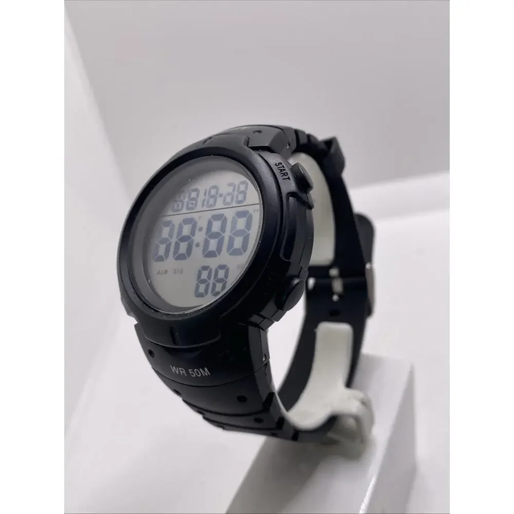 Mens Multi Function Black Sports Watch New Battery